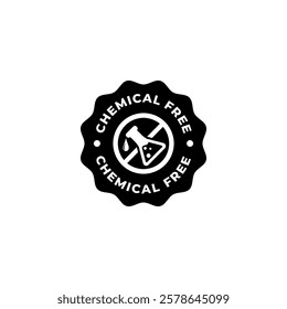 Chemical Free stamp vector isolated. Best Chemical Free icon vector for product packaging design element. Best Chemical Free symbol for packaging design element.