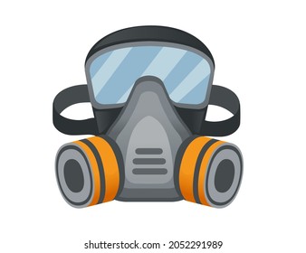 Chemical gas mask with glasses and replaceable filters vector illustration on white background