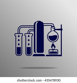 Chemical getting blue on a gray background