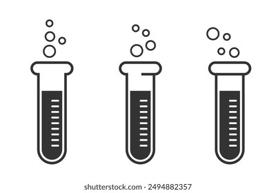 Iconos vectoriales de tubo de vidrio químico