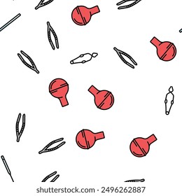 chemical glassware laboratory vector seamless pattern thin line illustration