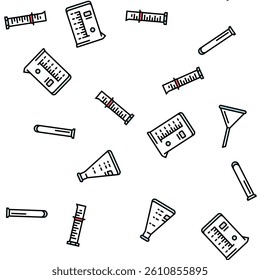 chemical glassware laboratory vector seamless pattern thin line illustration
