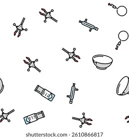 chemical glassware laboratory vector seamless pattern thin line illustration