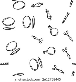 chemical glassware laboratory vector seamless pattern thin line illustration