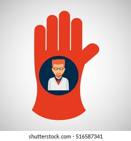 chemical glove with scientist chemistry graphic ector illustration eps 10