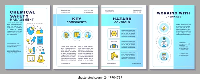 Chemical hazard assessment brochure template. Leaflet design with linear icons. Editable 4 vector layouts for presentation, annual reports. Arial-Black, Myriad Pro-Regular fonts used