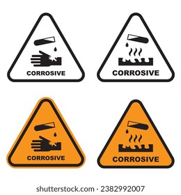Chemical hazard icon, corrosive warning symbol vector illustration design
