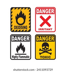 Chemical hazard icon, dangerous for the environment substance warning symbol vector illustration design