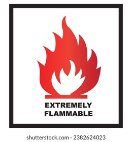 Chemical hazard icon, flammable warning symbol vector illustration design