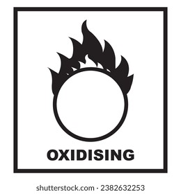 Chemical hazard icon, oxidation warning symbol vector illustration design