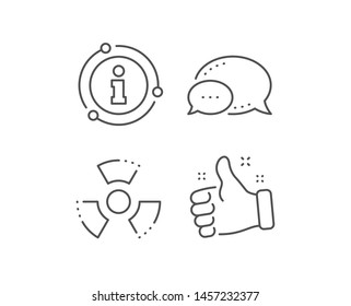 Chemical hazard line icon. Chat bubble, info sign elements. Laboratory toxic sign. Chemistry warning symbol. Linear chemical hazard outline icon. Information bubble. Vector