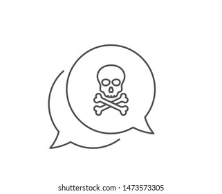 Chemical hazard line icon. Chat bubble design. Laboratory toxic sign. Death skull symbol. Outline concept. Thin line chemical hazard icon. Vector