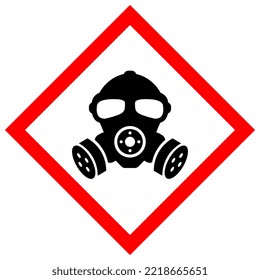 Signo de advertencia roja sobre peligros químicos en fondo blanco