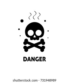 Chemical hazard sign vector illustration, flat cartoon toxic risk dangerous zone symbol, chemicals caution sticker, alert sign