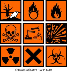 Chemical hazard signs vector illustration