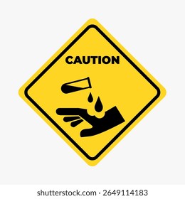 Chemical Hazard Warning Sign: A stark, yellow diamond-shaped sign conveys a clear message of danger, illustrating the potential harm of a chemical spill, the warning is stark.	