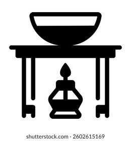 Chemical heating burner icon in linear style 