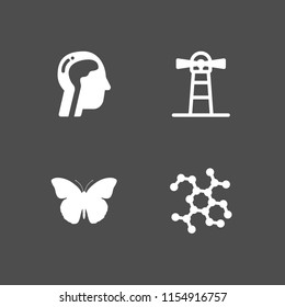 chemical icon. 4 chemical set with molecule, insect, agriculture and biology vector icons for web and mobile app