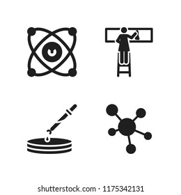 chemical icon. 4 chemical vector icons set. cleaning, petri dish and molecule icons for web and design about chemical theme