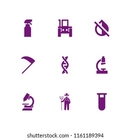 chemical icon. 9 chemical set with dropper, tractor, flask and agriculture vector icons for web and mobile app