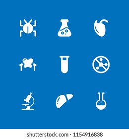 chemical icon. 9 chemical set with microscope, pesticide, biology and bug vector icons for web and mobile app