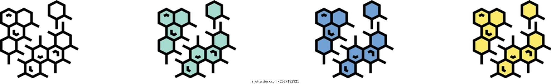 chemical icon. Outline, Green, Blue and Yellow Style Design Isolated On White Background
