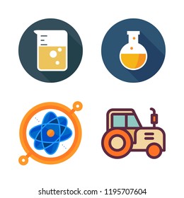 chemical icon set. vector set about science, tractor and flask icons set.