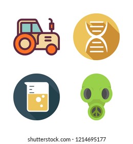 chemical icon set. vector set about gas mask, tractor, flask and dna icons set.