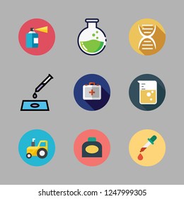 chemical icon set. vector set about pipette, dna, poison and first aid kit icons set.