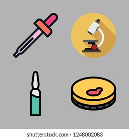 chemical icon set. vector set about sample, microscope, droppers and ampoul icons set.