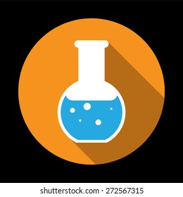 Chemical Icon. Vector illustration flat design with long shadow