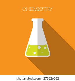 Chemical Icon. Vector illustration flat design with long shadow