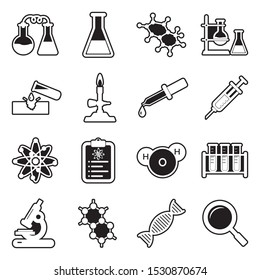 Chemical Icons. Line With Fill Design. Vector Illustration.