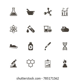 Chemical Icons. Perfect Black Pictogram On White Background. Flat Simple Vector Icon.