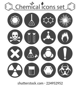 Chemical icons set on white background, 2d illustration, vector, esp 8