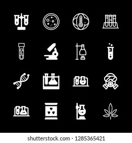 chemical icons set with three test tubes, gas mask and global warming vector set