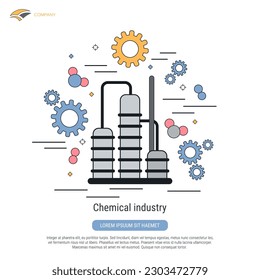 Chemical industry flat contour style vector concept illustration
