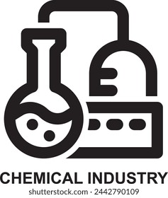 Chemische Industrie, Chemische Fertigung, Labor, Chemie, Fertigung, Industrie Erweiterte Umriss Stil Icon für Web Mobile App Präsentationsdruck