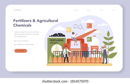 Chemical industry web banner or landing page. Industrial chemistry and chemicals production. Oil, gas and fertilizer. Isolated flat vector illustration