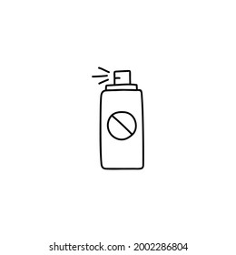 Chemical insecticide spray icon in flat black line style, isolated on white background 