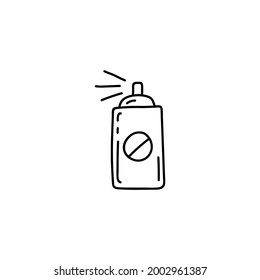 Chemical insecticide spray icon in flat black line style, isolated on white background 