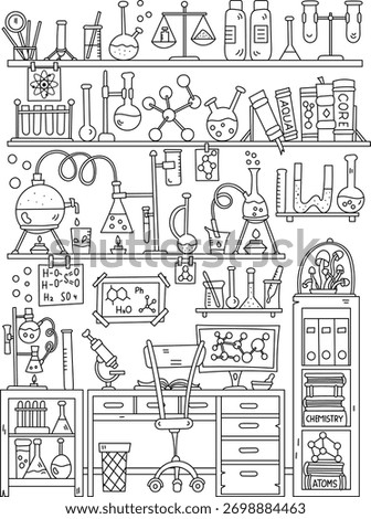 Chemical Lab In Action Coloring Book For Teens And Adults