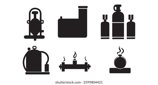 Chemical lab equipment vector icons set scientific apparatus black silhouette illustration research tools design