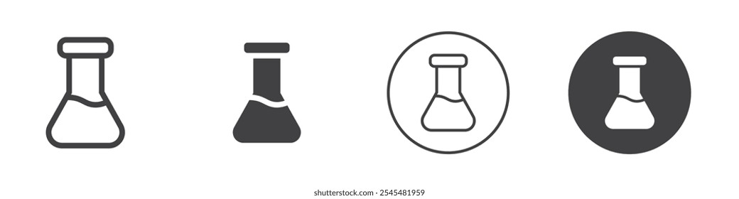 logotipo de Vector de contorno simple de frasco de laboratorio químico