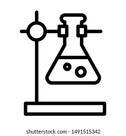 Chemical lab icon. Erlenmeyer flask lab. Stroke outline style. Vector. Isolate on white background.