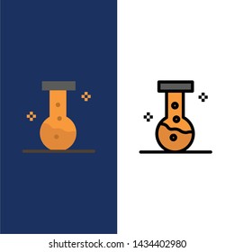 Chemical, Lab, Laboratory  Icons. Flat and Line Filled Icon Set Vector Blue Background
