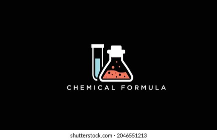 Chemical lab liquid bottle vector logo design