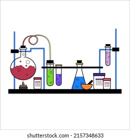 Chemical lab, science, chemistry, flat vector illustration, stem programme 