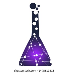 Chemical lab scientific experiment equipment. Icon textured by connected lines and dots