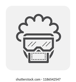 Chemical lab and tool icon design, black and outline.